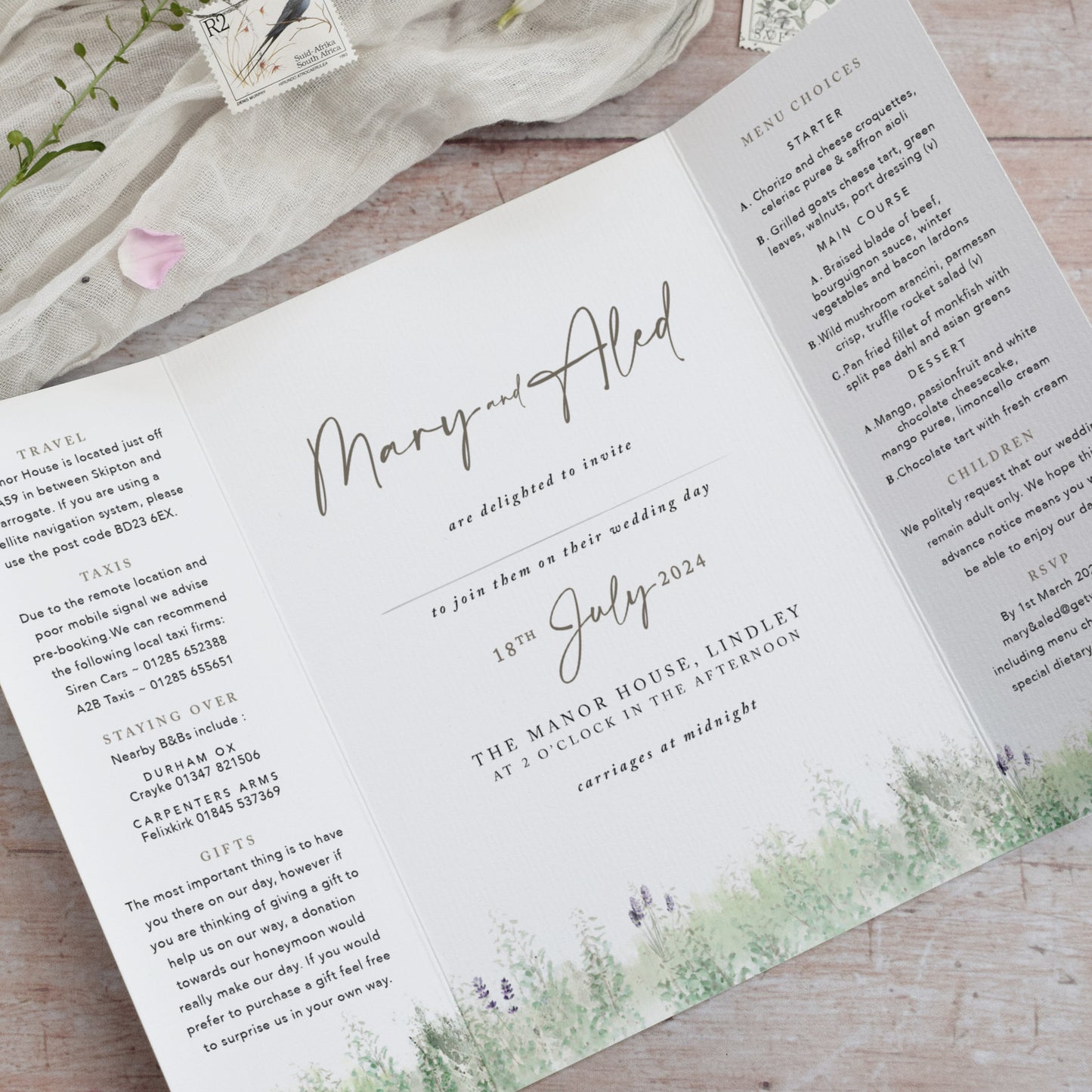 Whimsical Gatefold Wedding Invitation