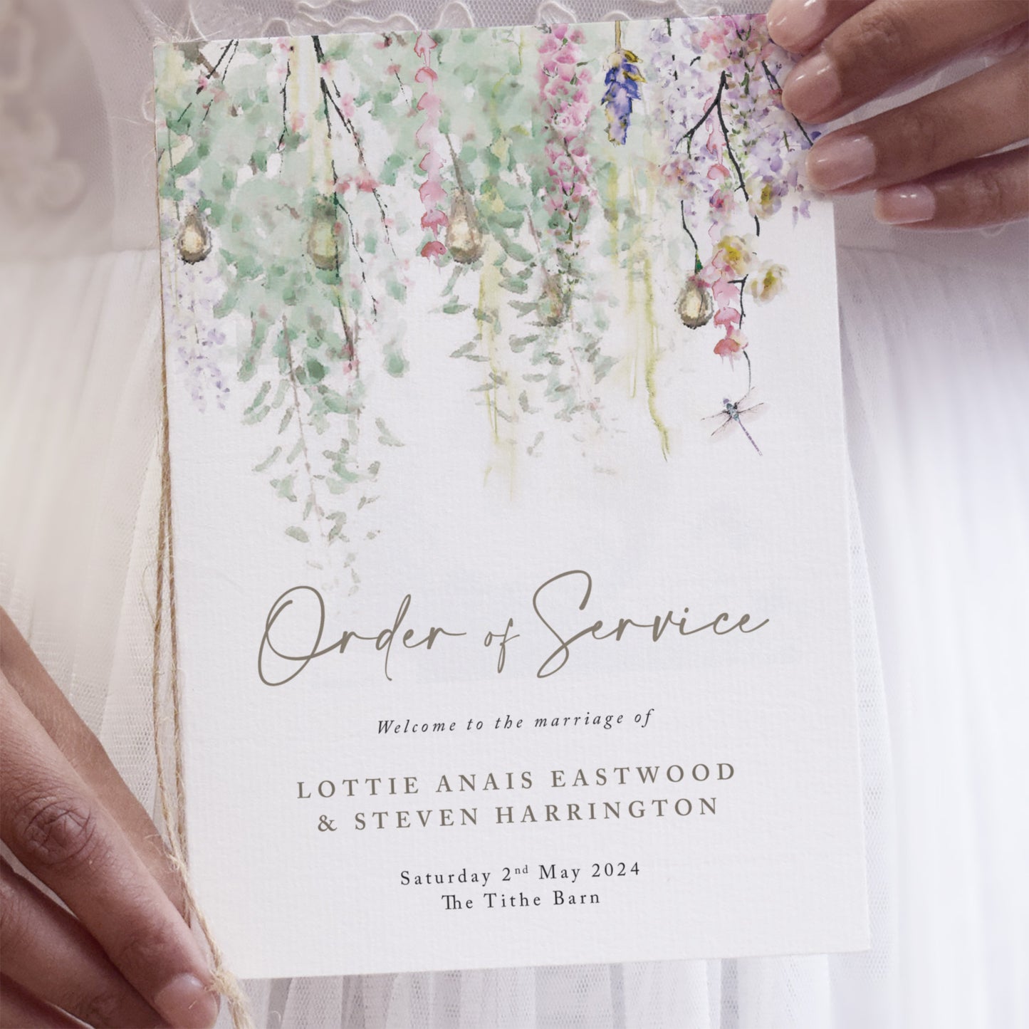 4 PAGE 'Whimsical Spring' Wedding Order of Service Booklet