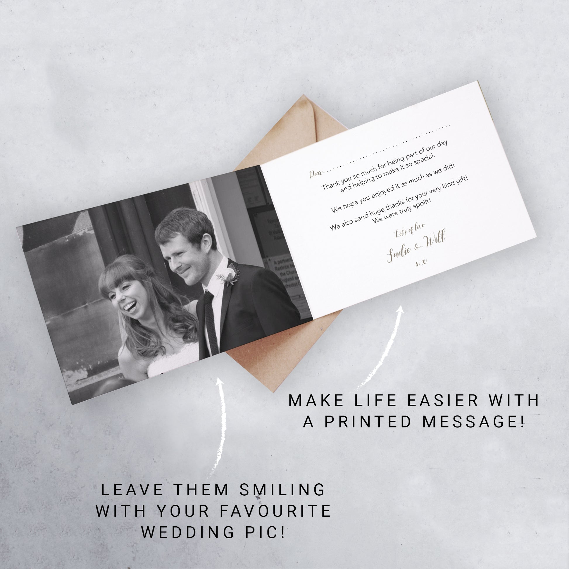 photo personalised thank you cards for a winter wedding