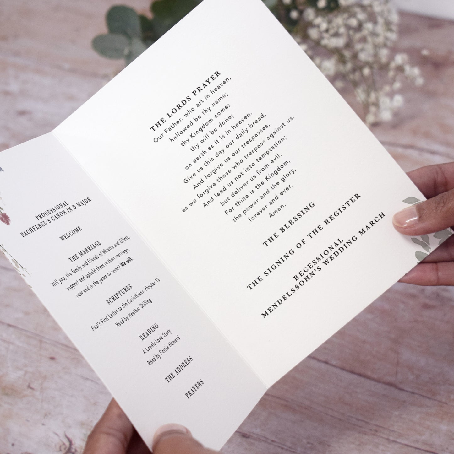 4 PAGE 'Autumnal' Wedding Order of Service Booklet