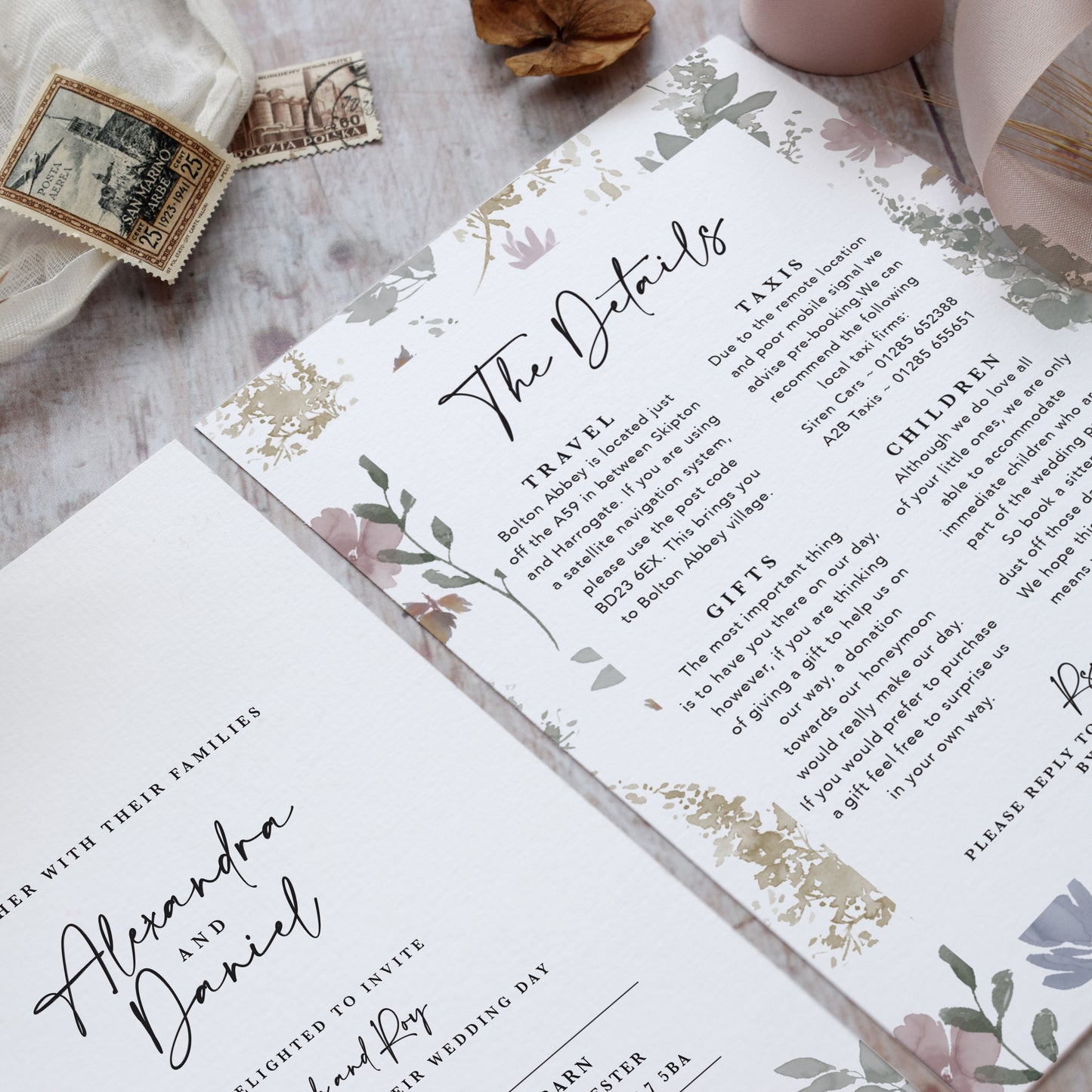 Autumn Floral Flat Wedding Invitation