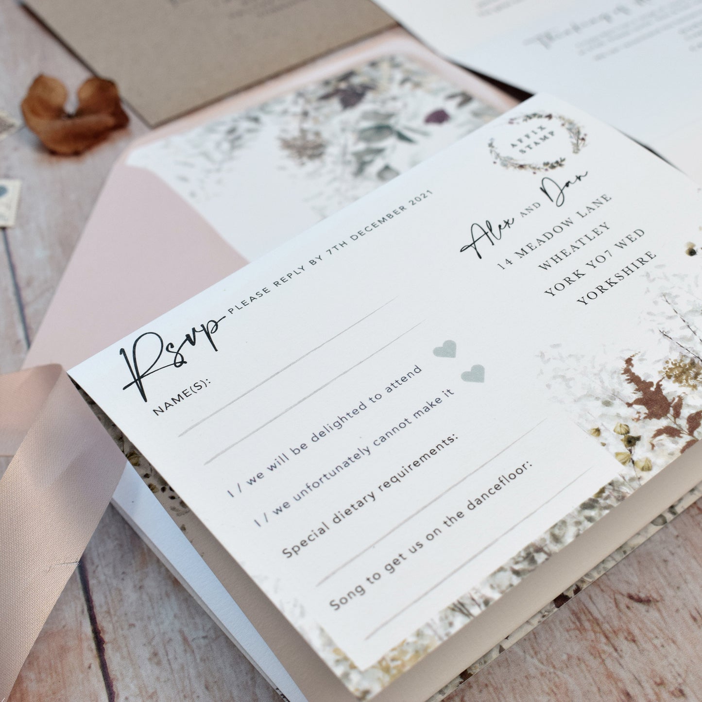 Autumn wedding RSVP cards