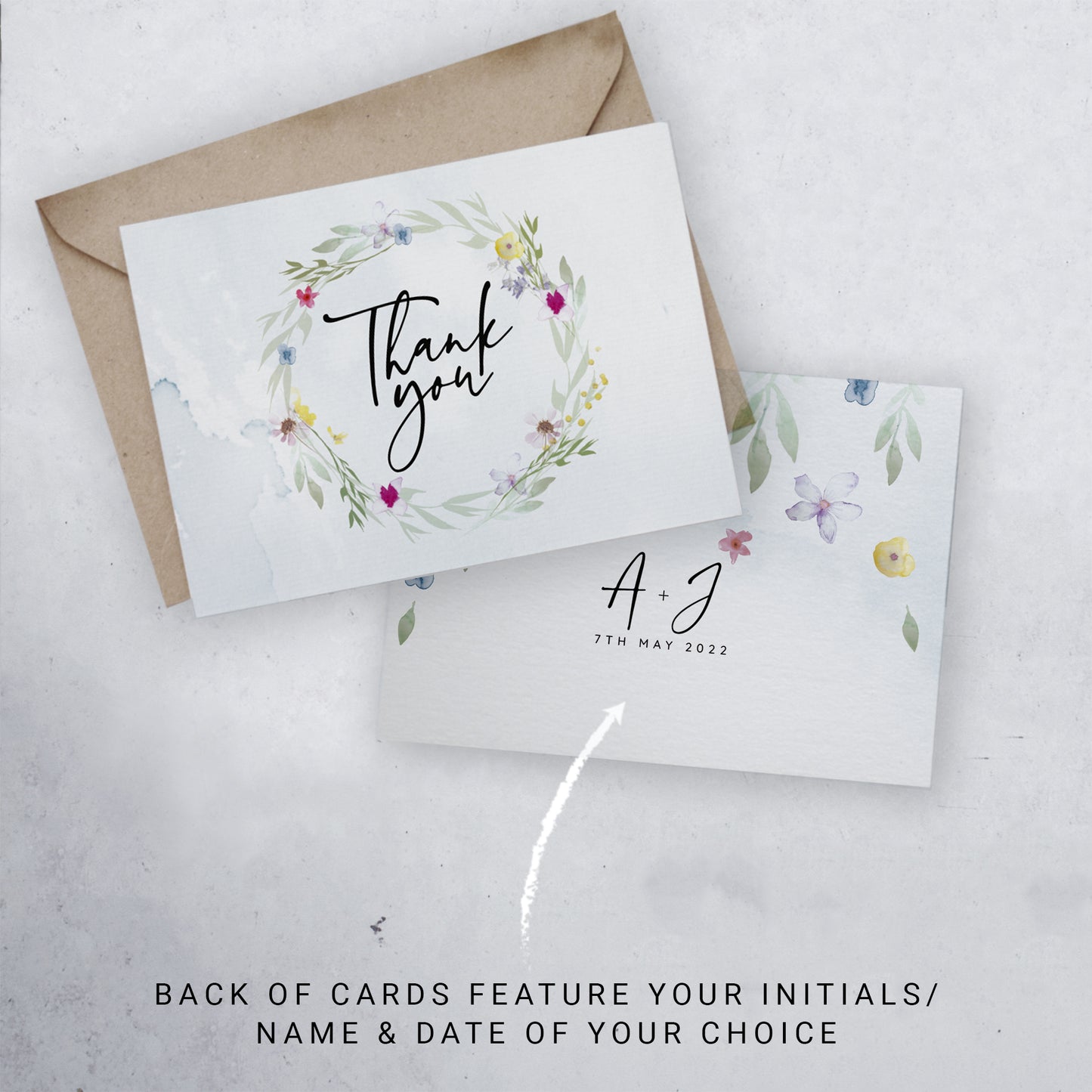 Personalised Photo Flower Press Thank You Cards
