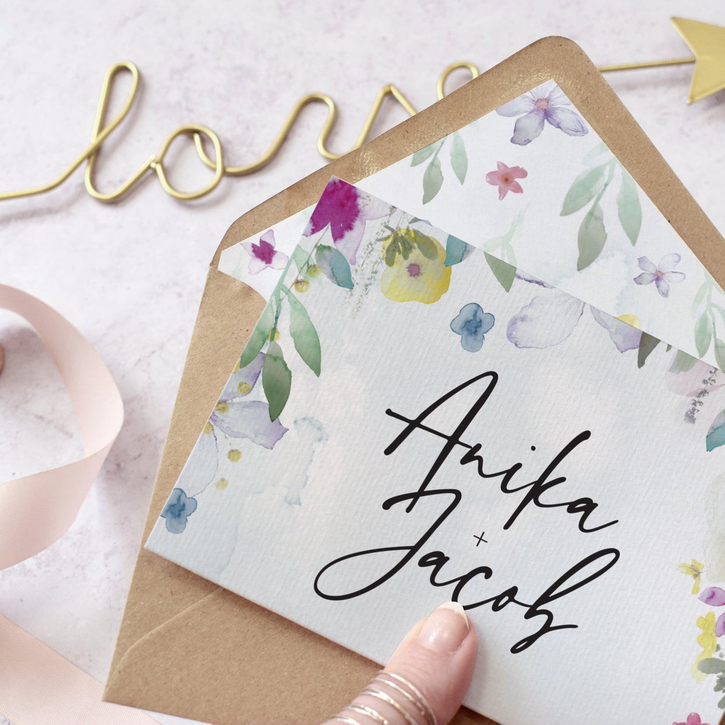 'Flower Press' Concertina wedding invitation