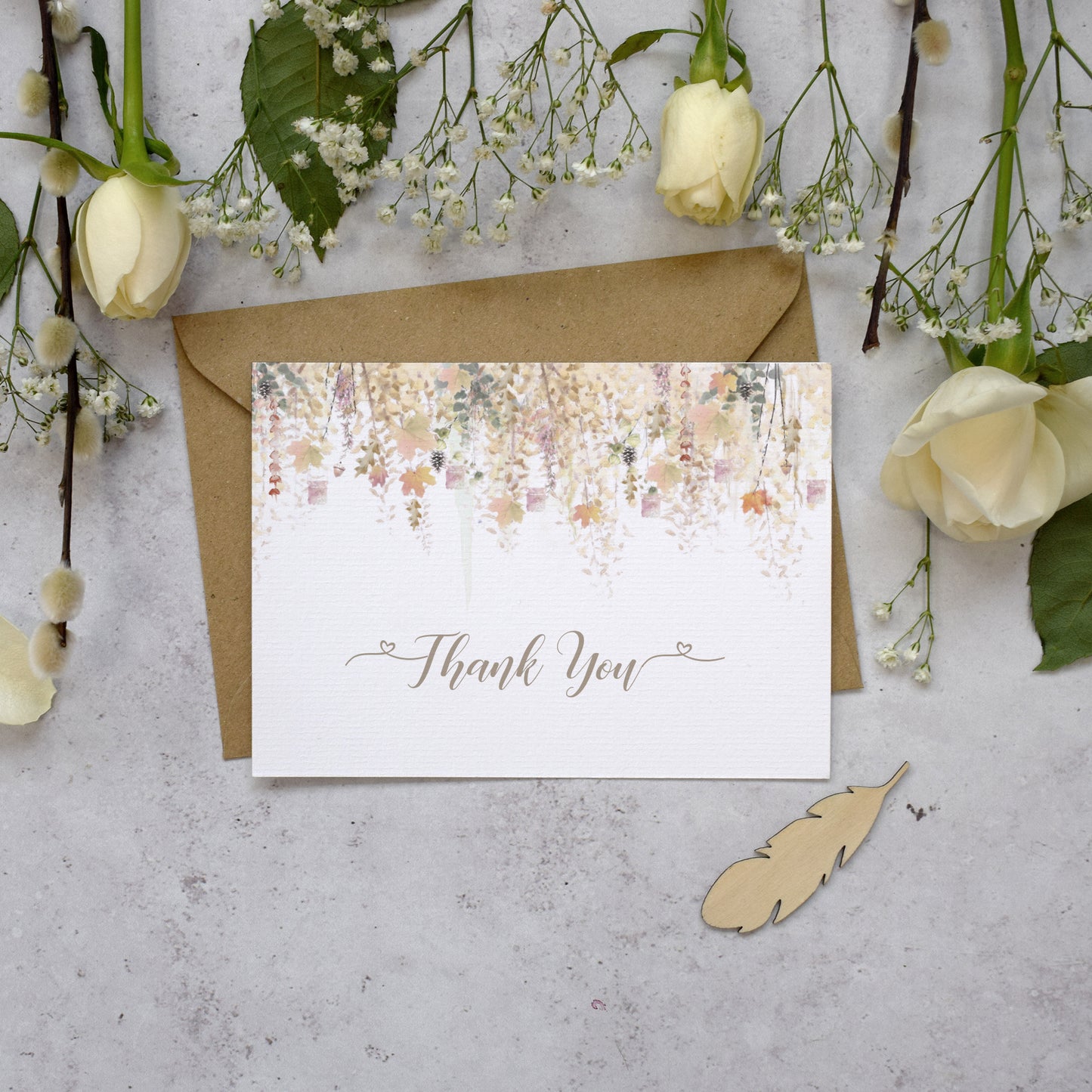 'Whimsical Autumn' Wedding thank you postcards