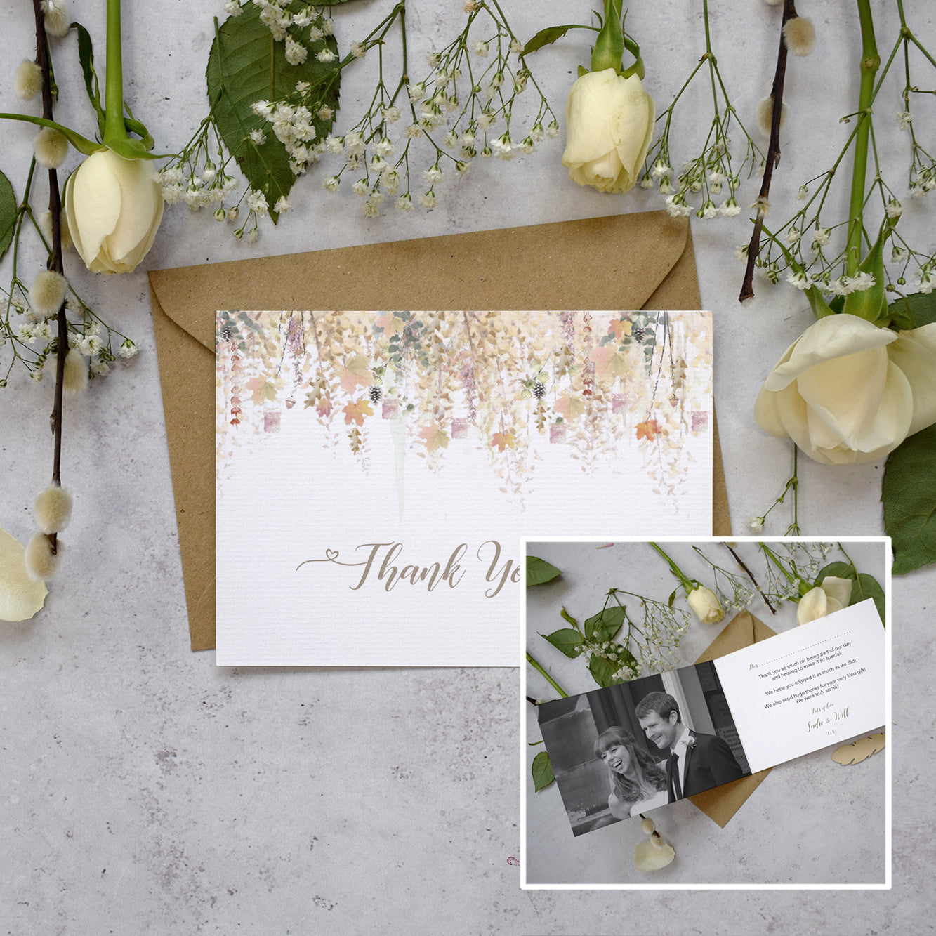 Personalised Photo Whimsical Autumn Thank You Cards