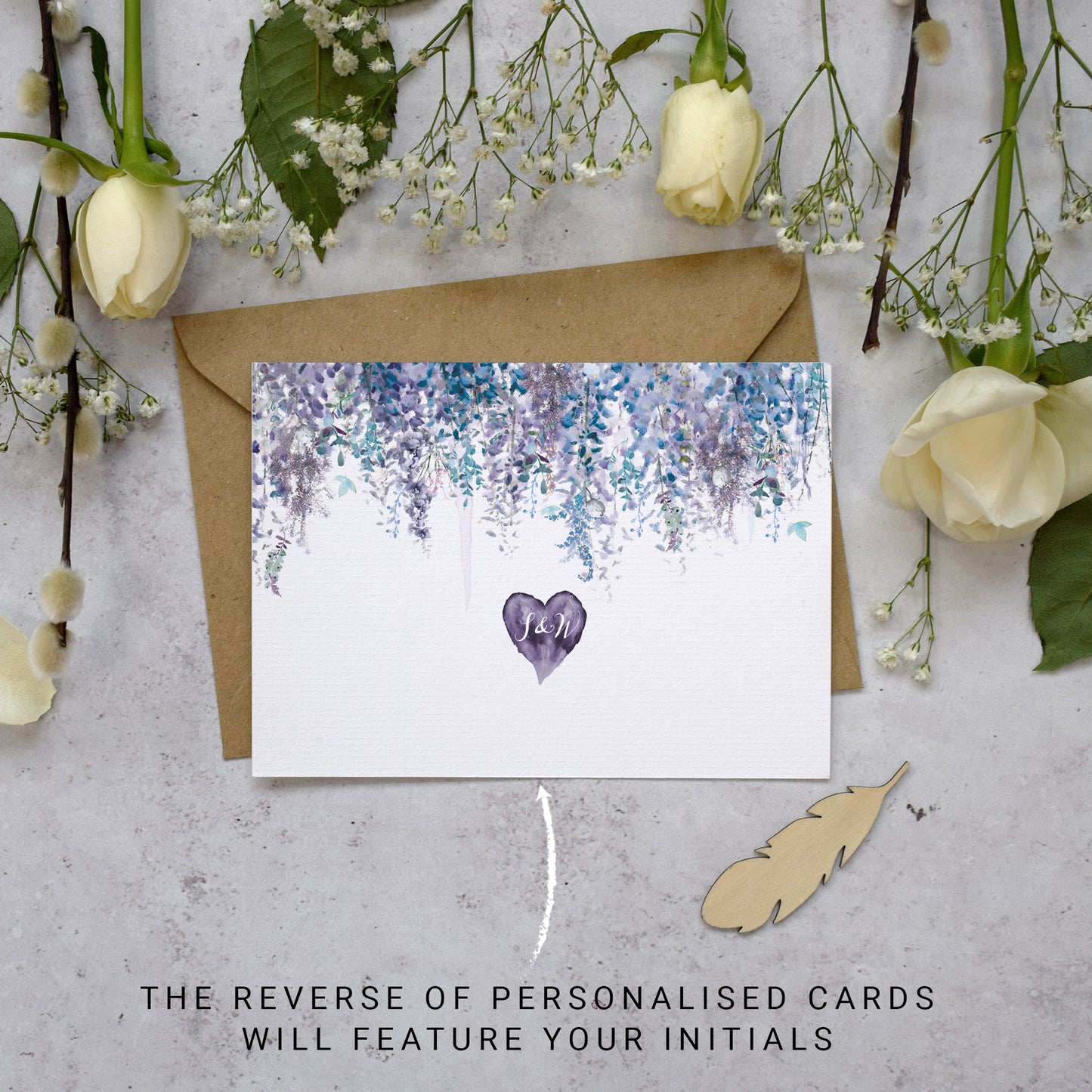 'Whimsical Winter' wedding photo thank you cards