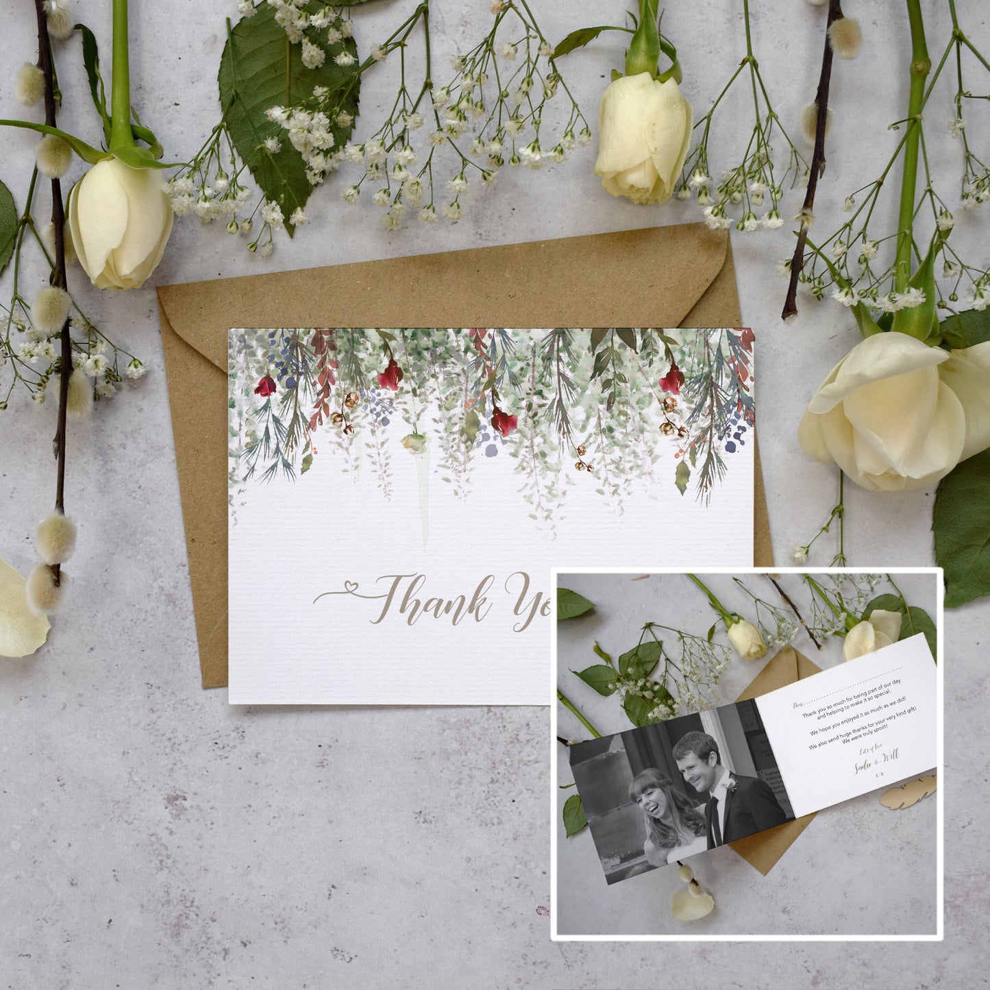 Personalised Photo Whimsical Noel Thank You Cards