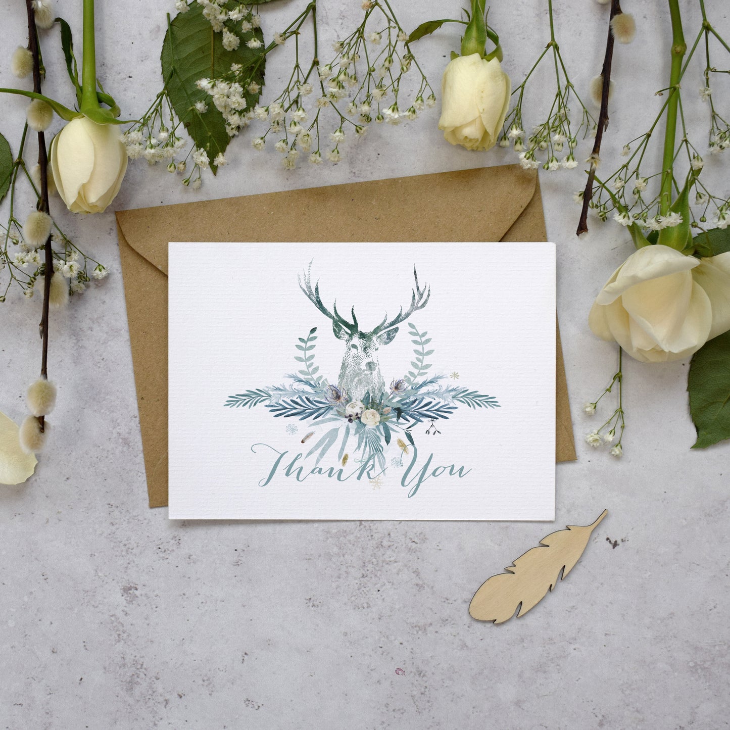 'Highland Winter' winter wedding thank you cards