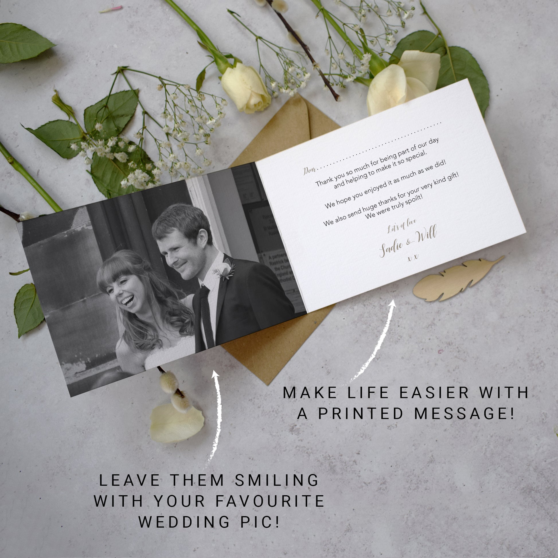 wedding photo thank you cards for a winter wedding