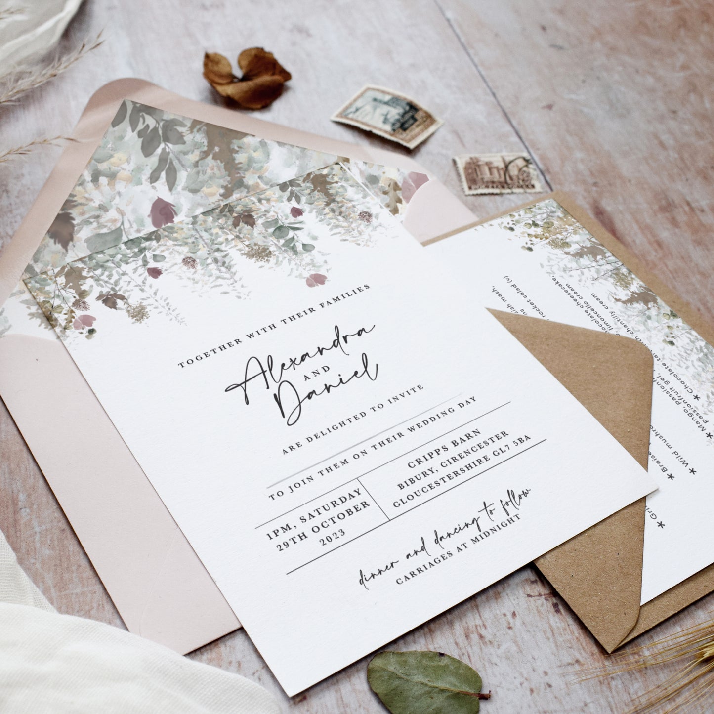 Autumn Foliage Flat Wedding Invitation