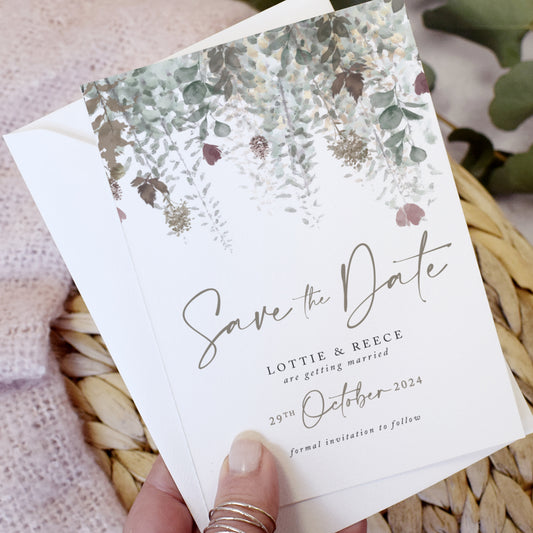 Autumn Foliage Wedding Save the Date Cards
