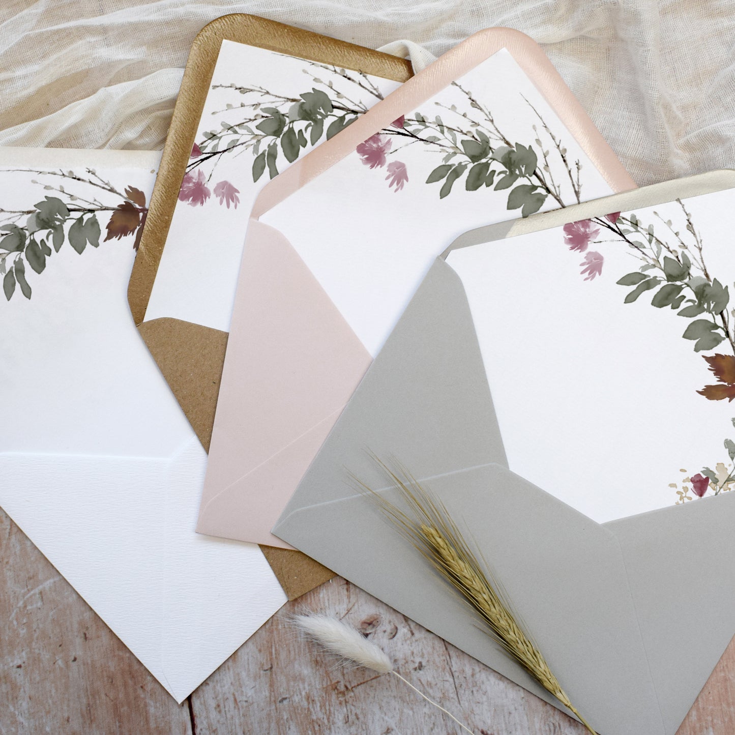 Autumn Wreath Flat Wedding Invitation