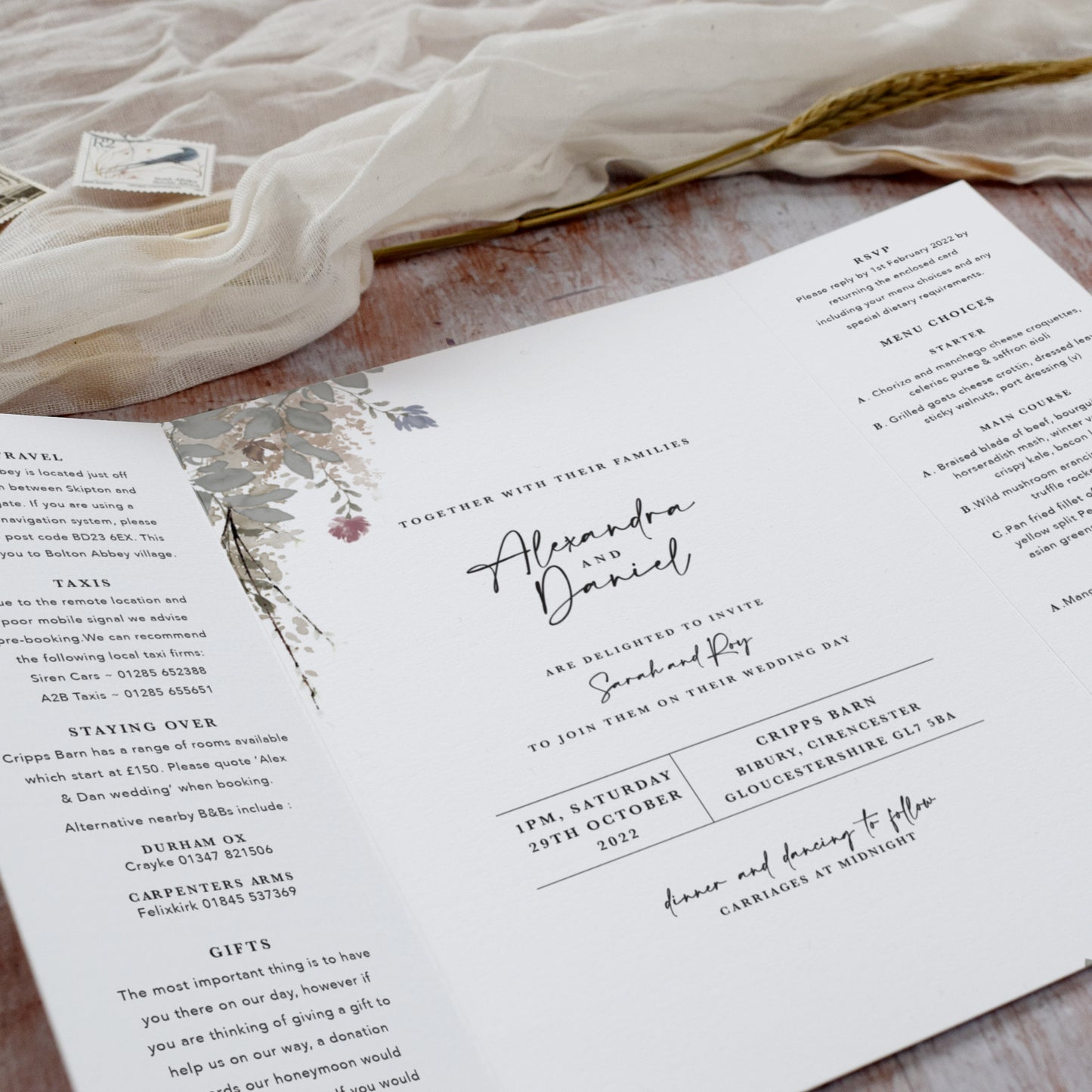 Autumnal Gatefold Wedding Invitation