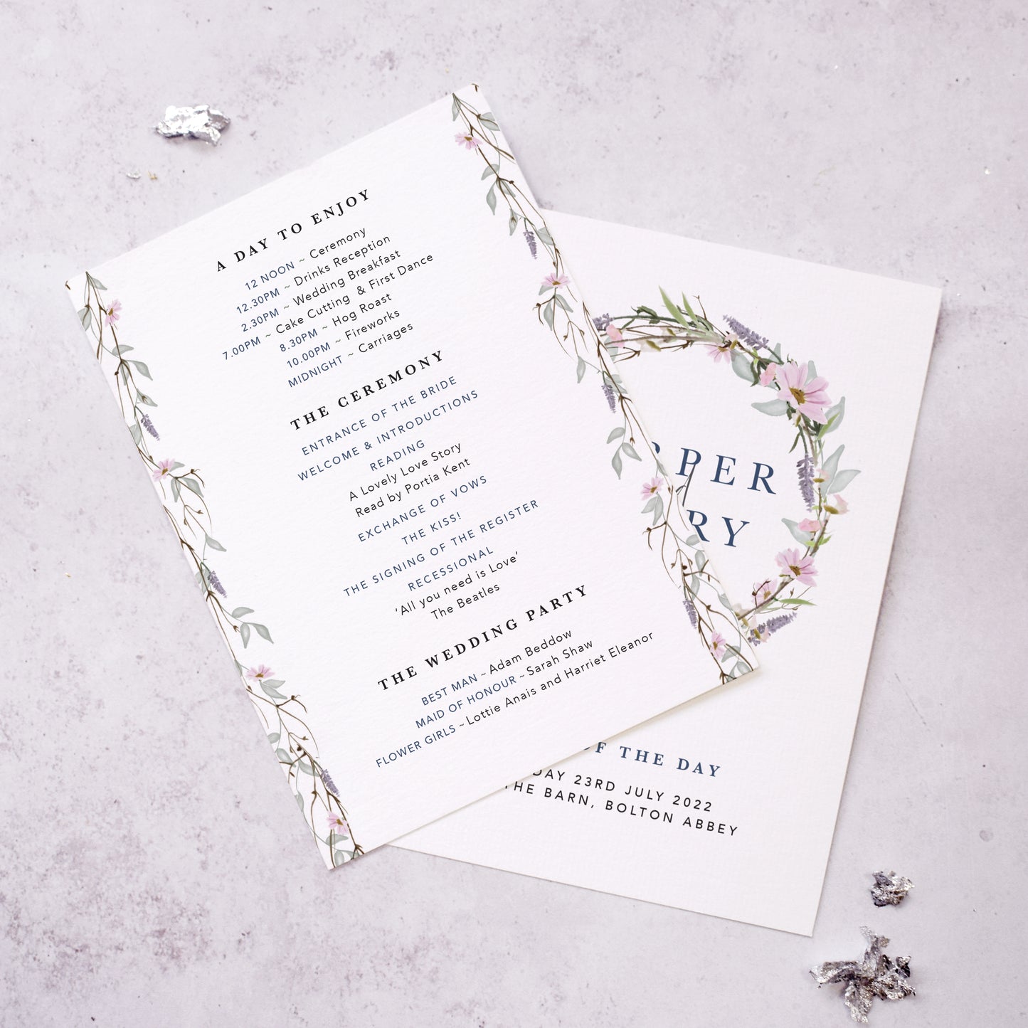 'Whisper' Wedding Order of the Day