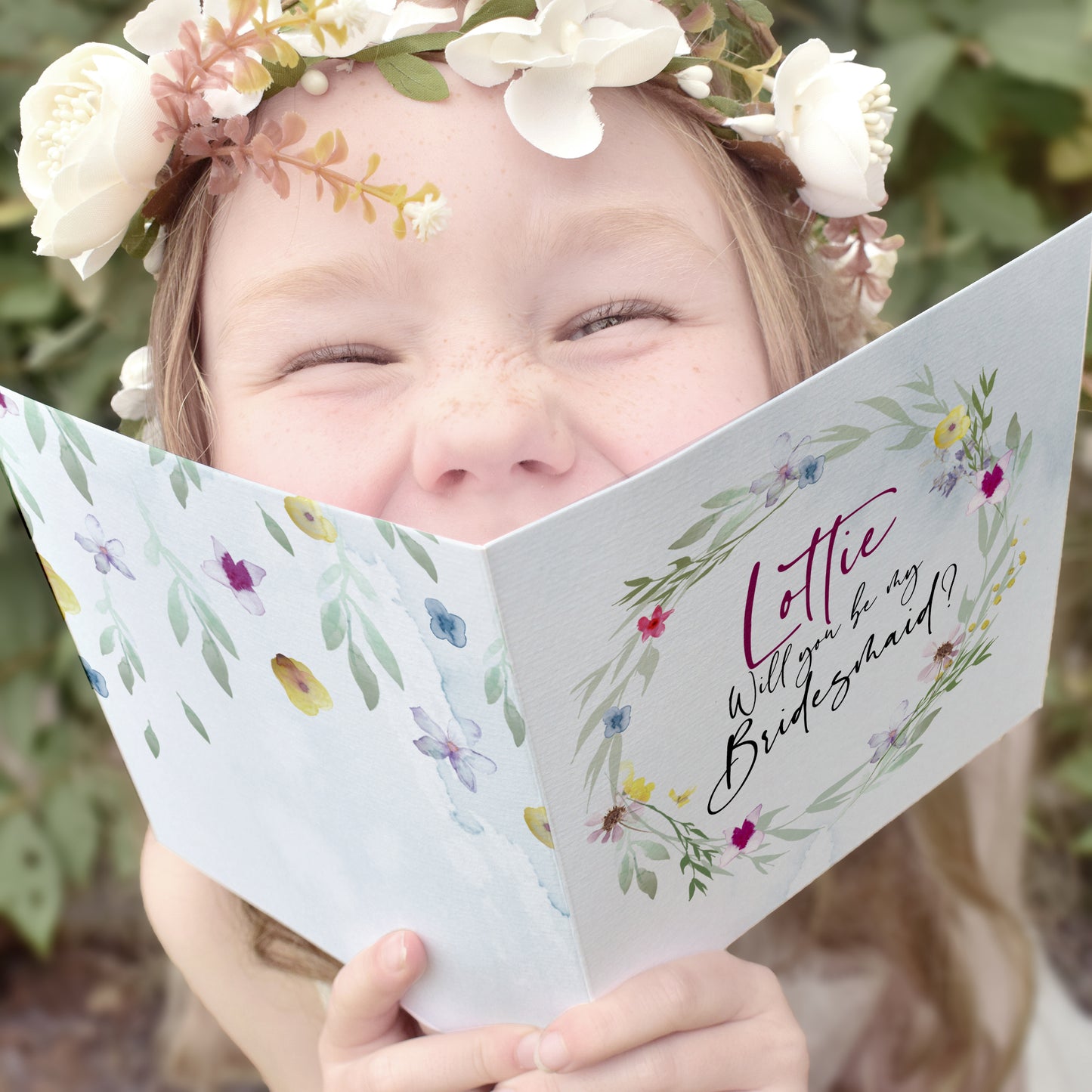 'Flower Press' Will you be my bridesmaid card