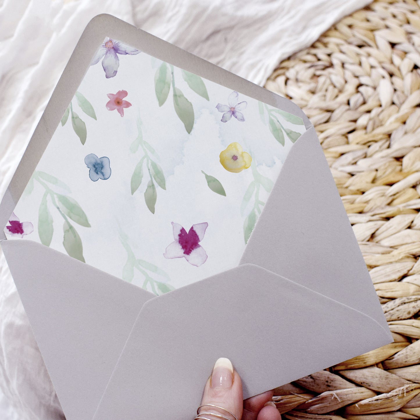 Flower Press 4 Fold Concertina Wedding Invitation