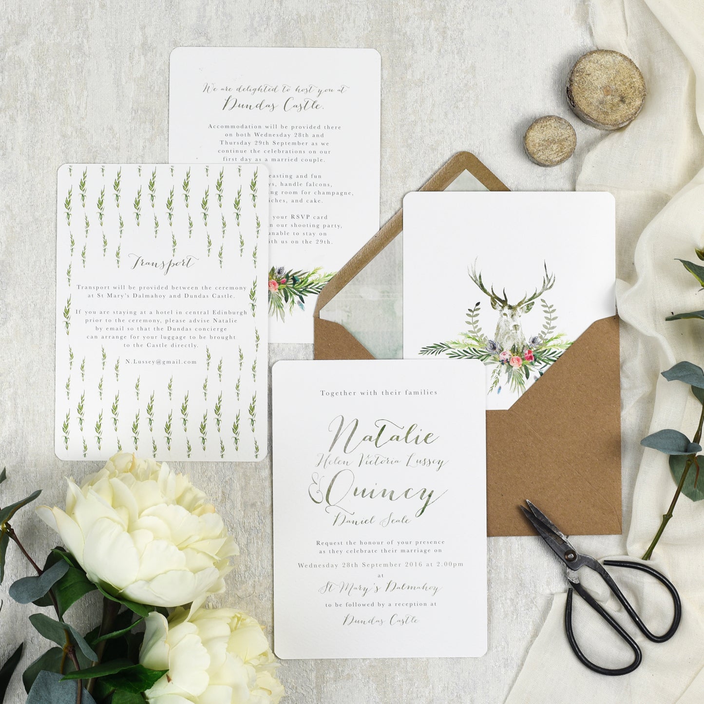 stags head wedding invitations