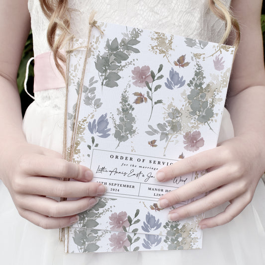 4 PAGE 'Autumnal' Wedding Order of Service Booklet