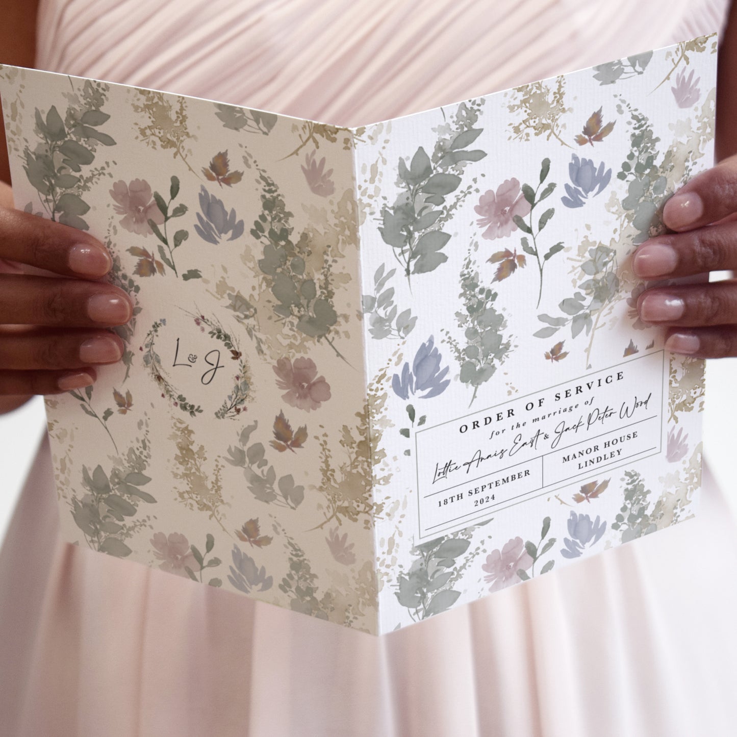 4 PAGE 'Autumnal' Wedding Order of Service Booklet