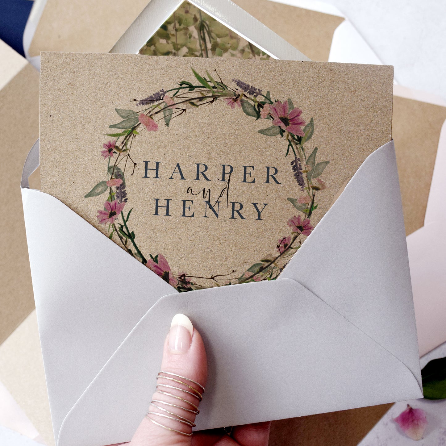 'Whisper Kraft' Personalised Wedding Invitations