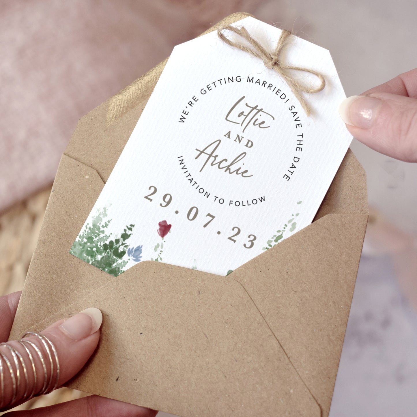 'Wildflower' Rustic Wedding Save the Date cards