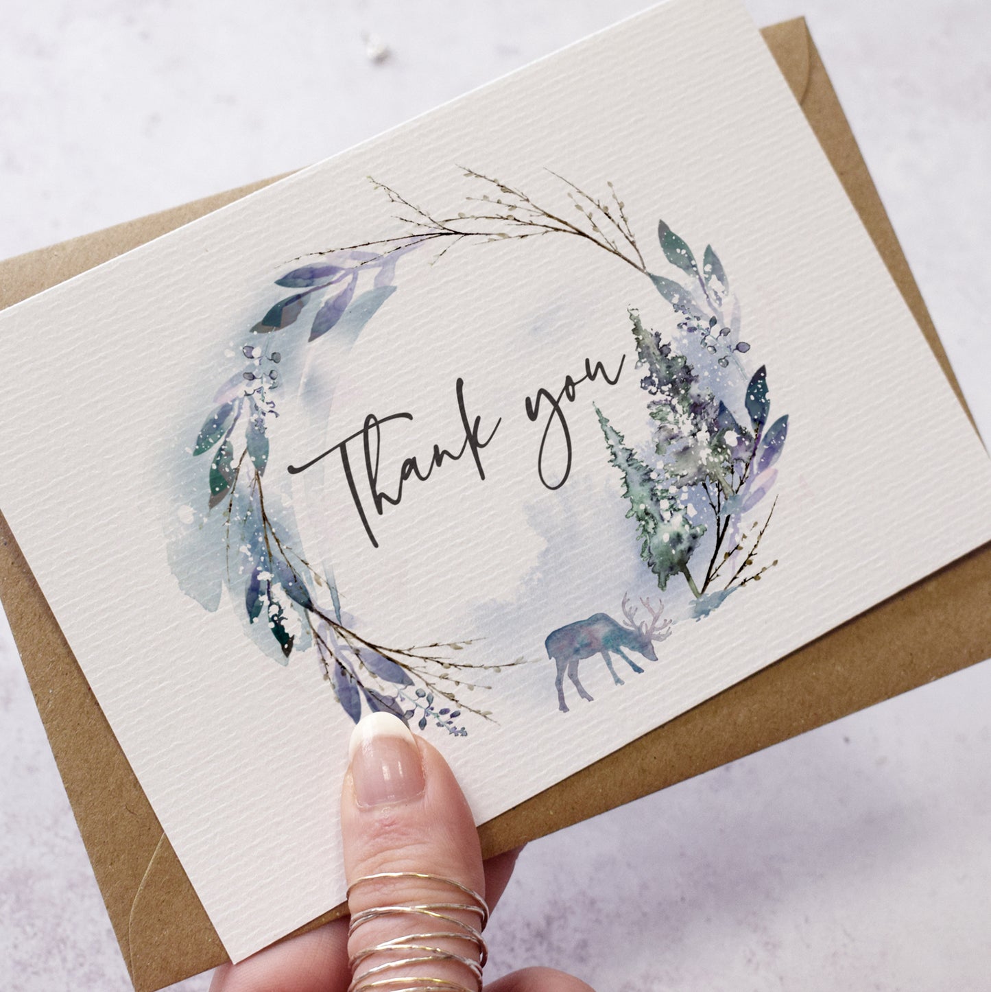 winter wedding thank you cards