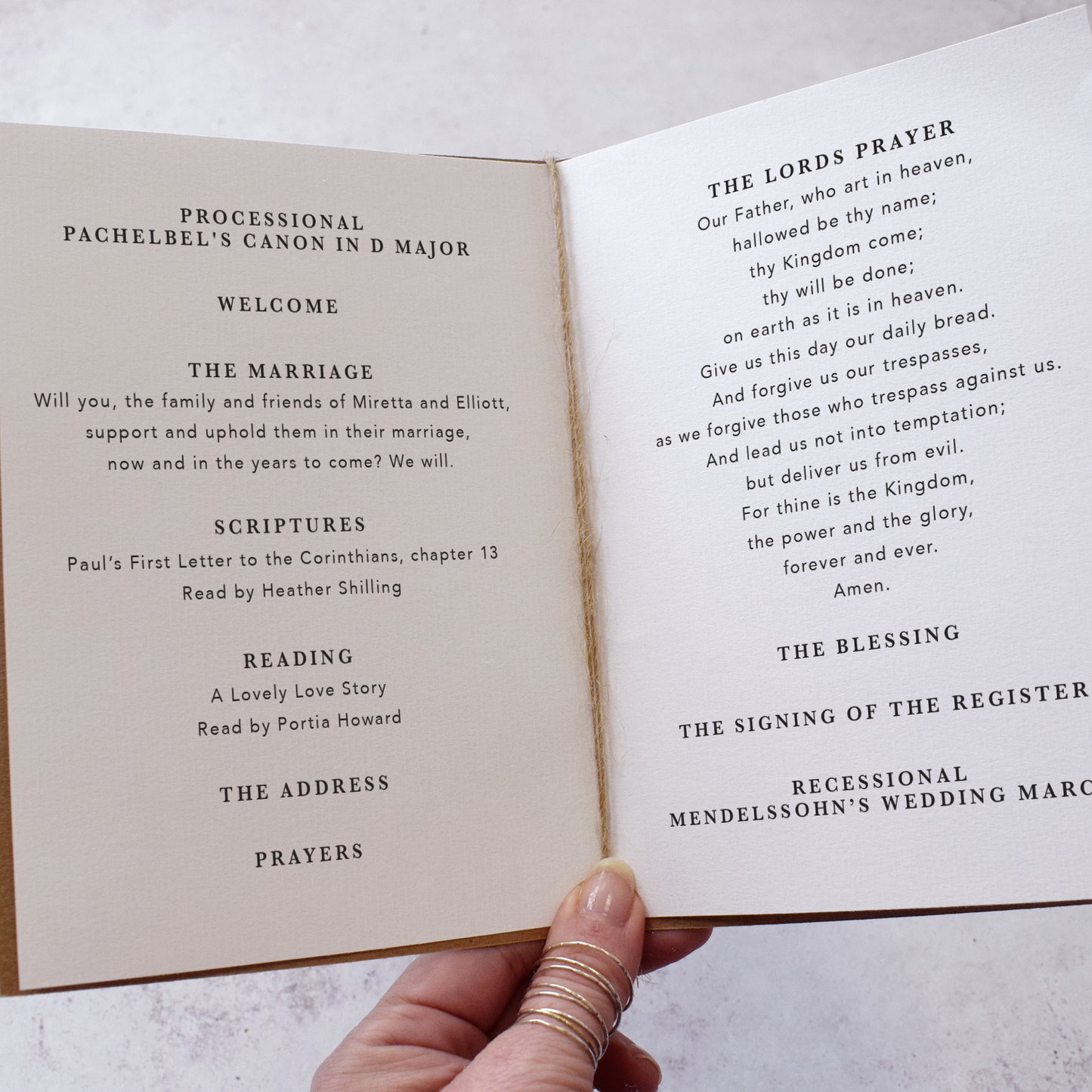 8 PAGE 'Autumn Kraft' Wedding Order of Service Booklet