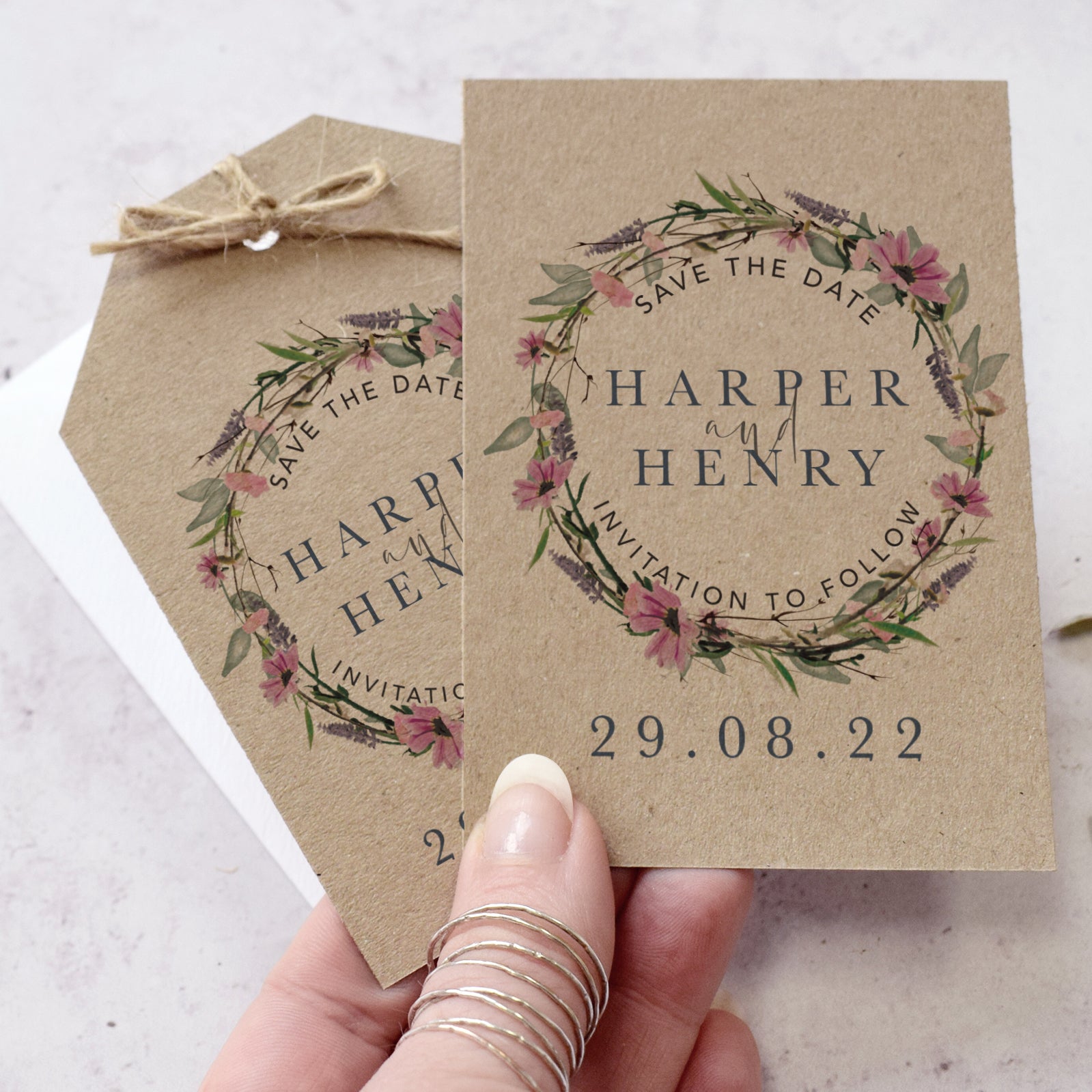 'Whisper Kraft' Personalised Wedding Save the Date
