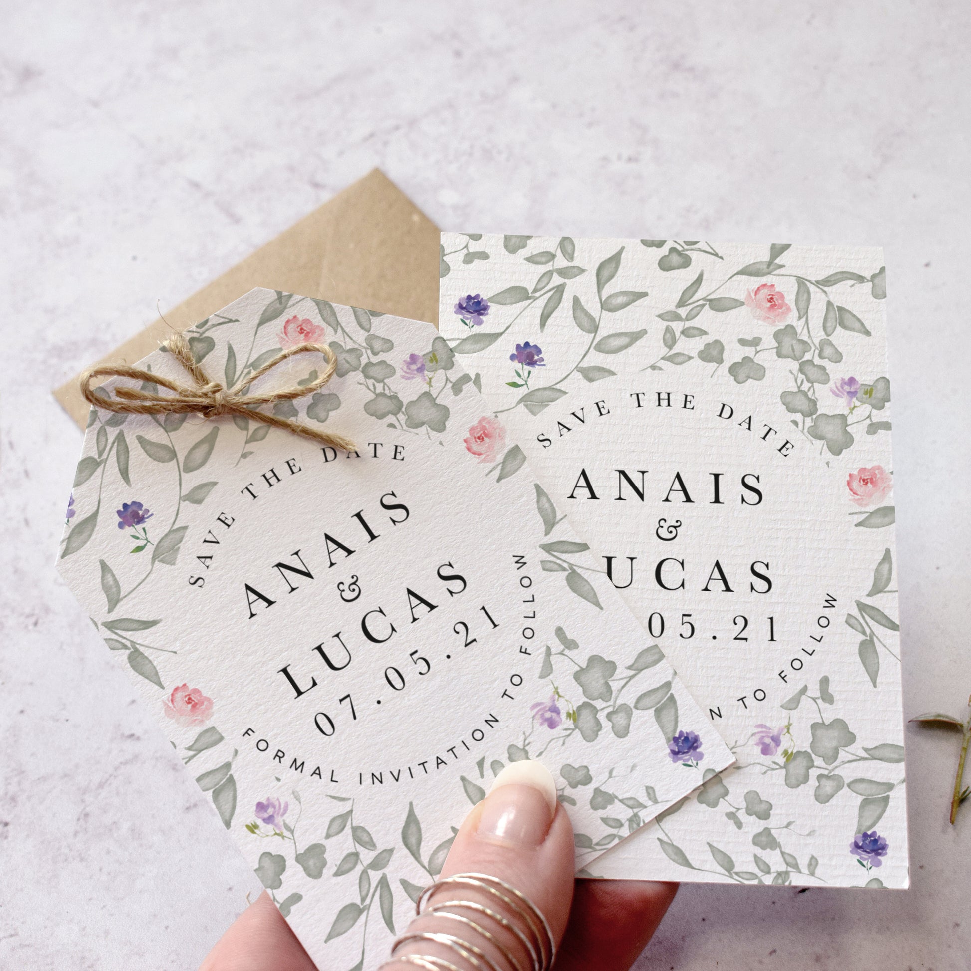 Wedding save the date cards from our "secret garden' collection