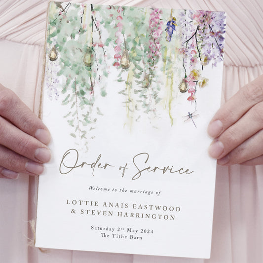 8 PAGE 'Whimsical Spring' Wedding Order of Service Booklet