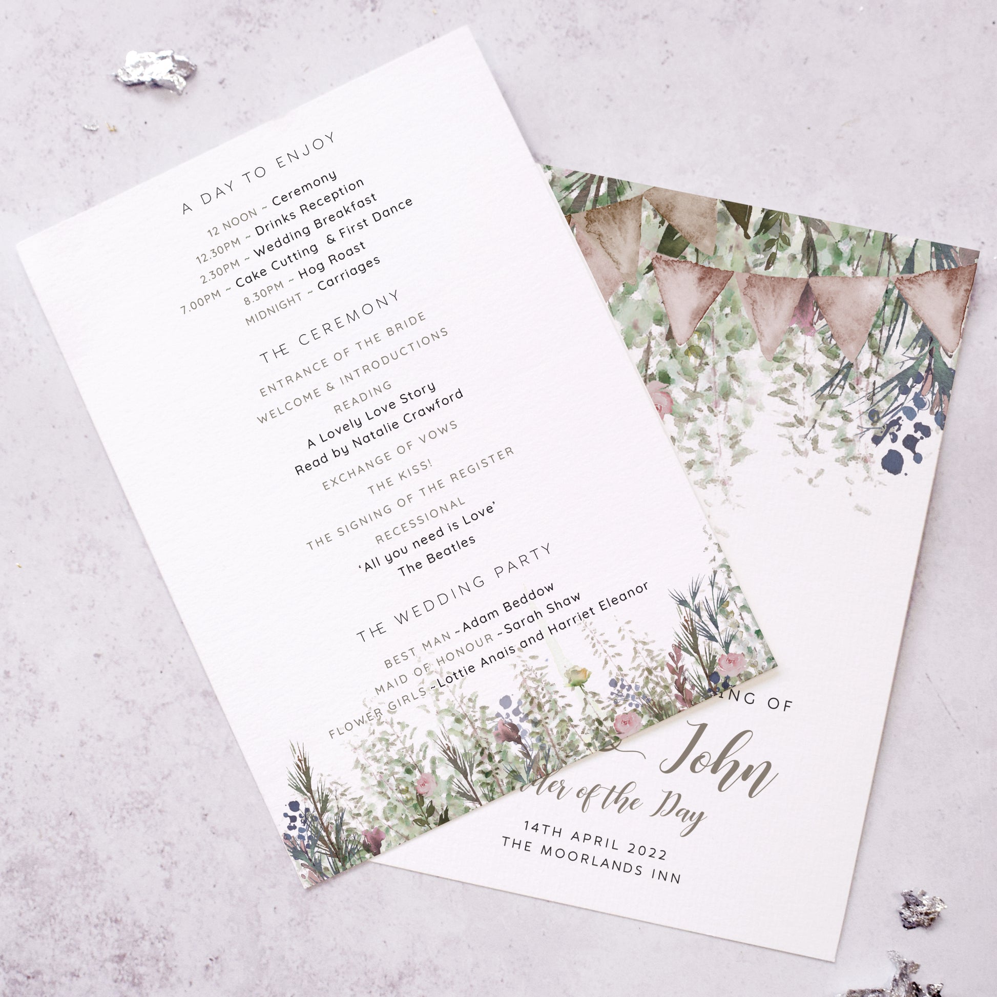 rustic wedding program ideal for a barn wedding