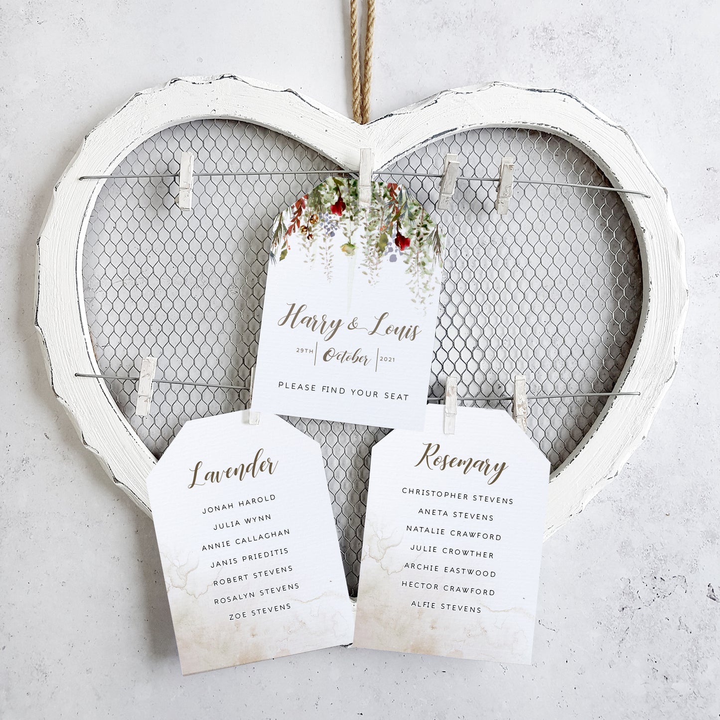 'Whimsical Noel' Christmas Wedding Seating Plan