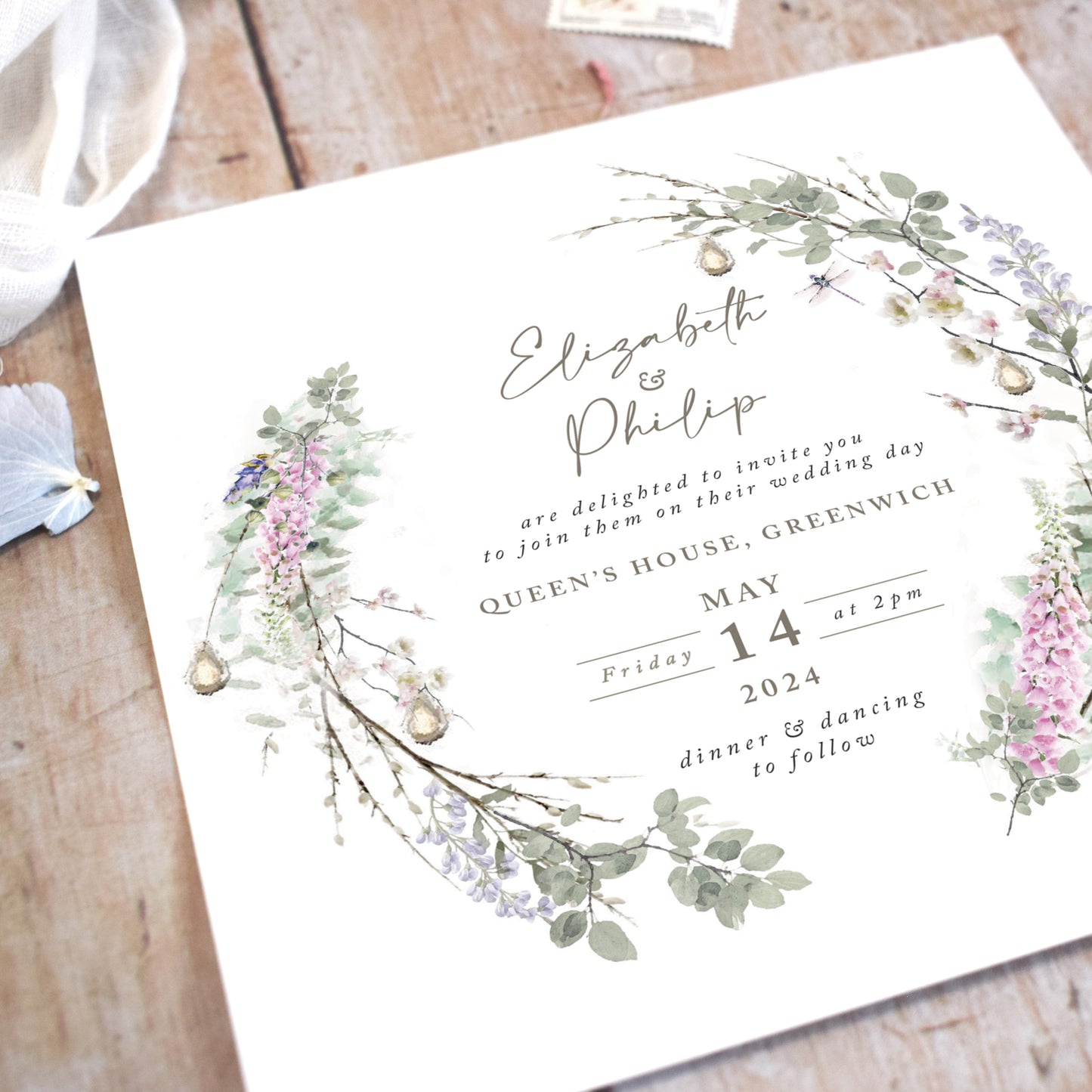 wildflower wedding invitations for a rustic wedding