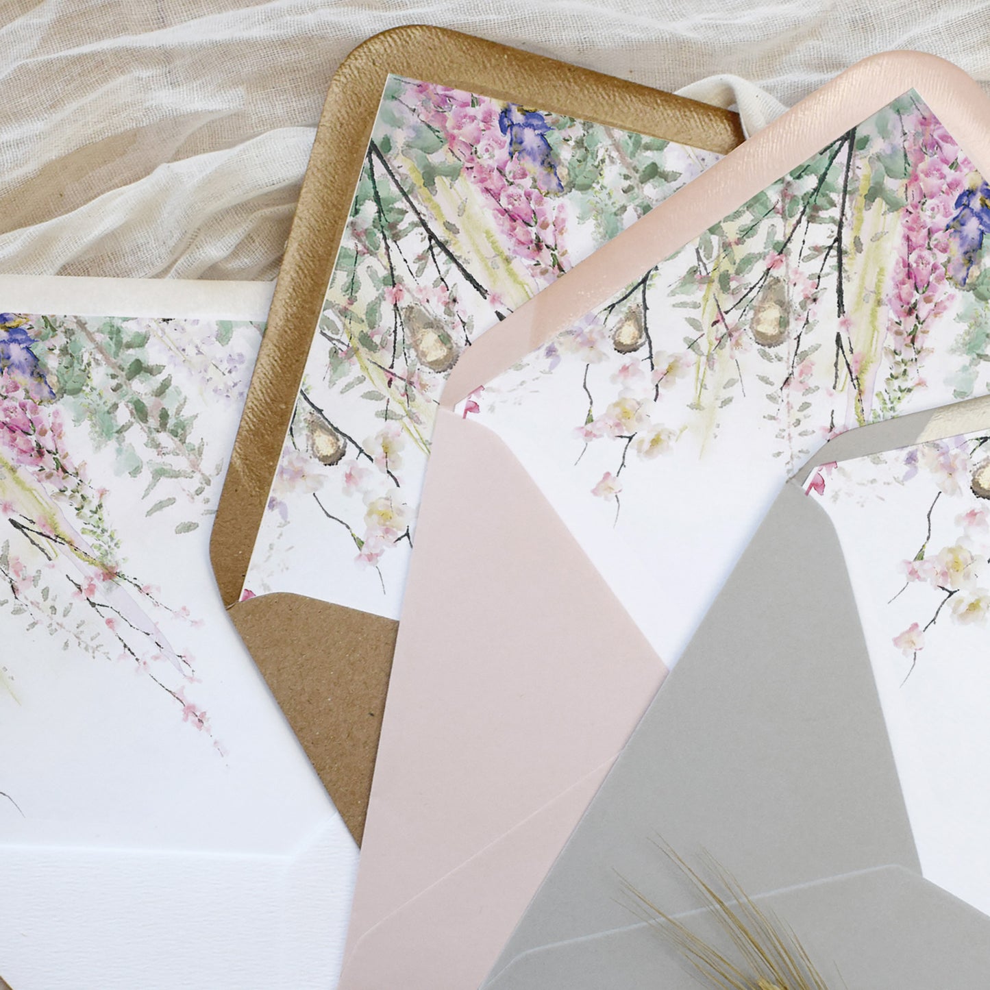whimsical wedding invitation envelope liners