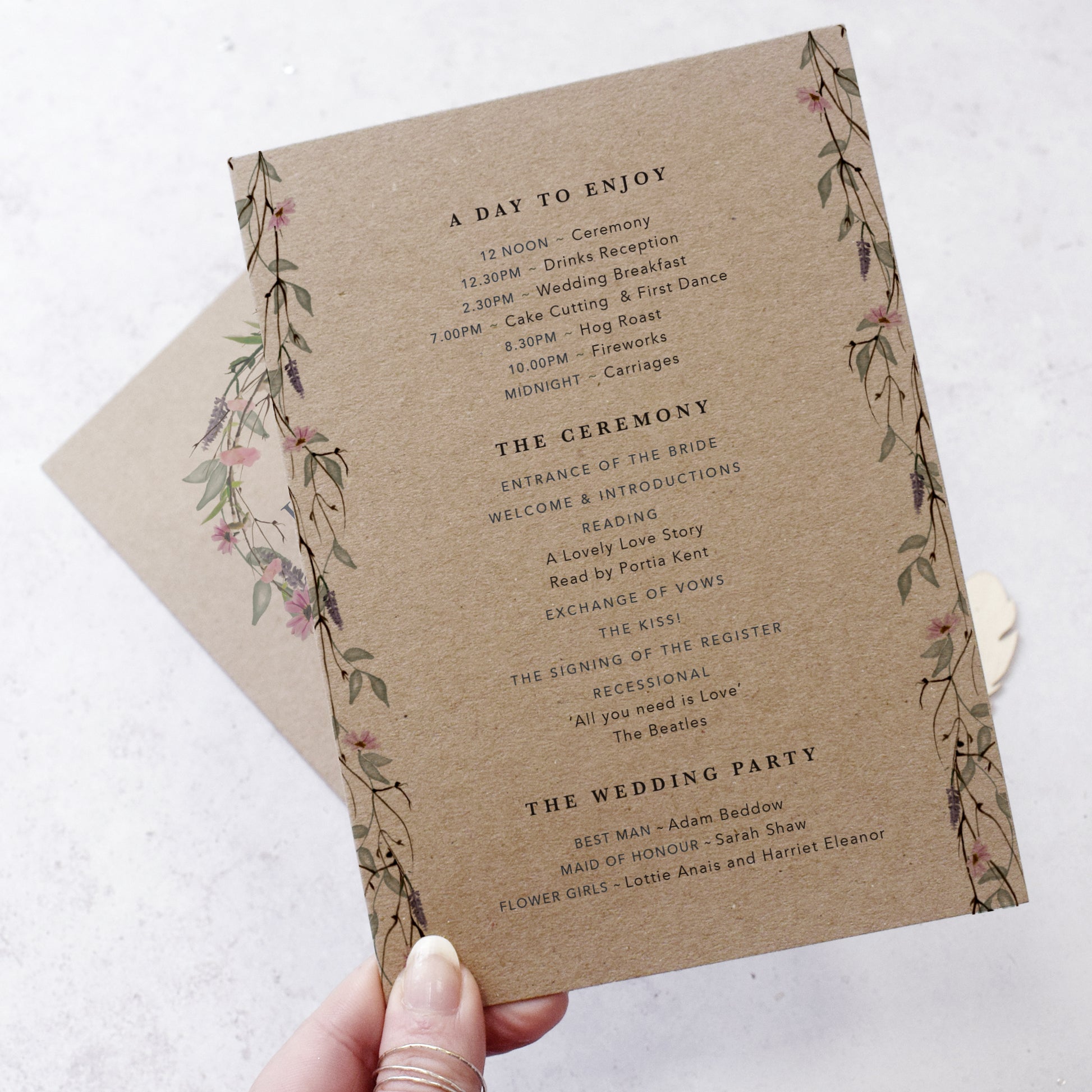 wedding order of the day for rustic weddings