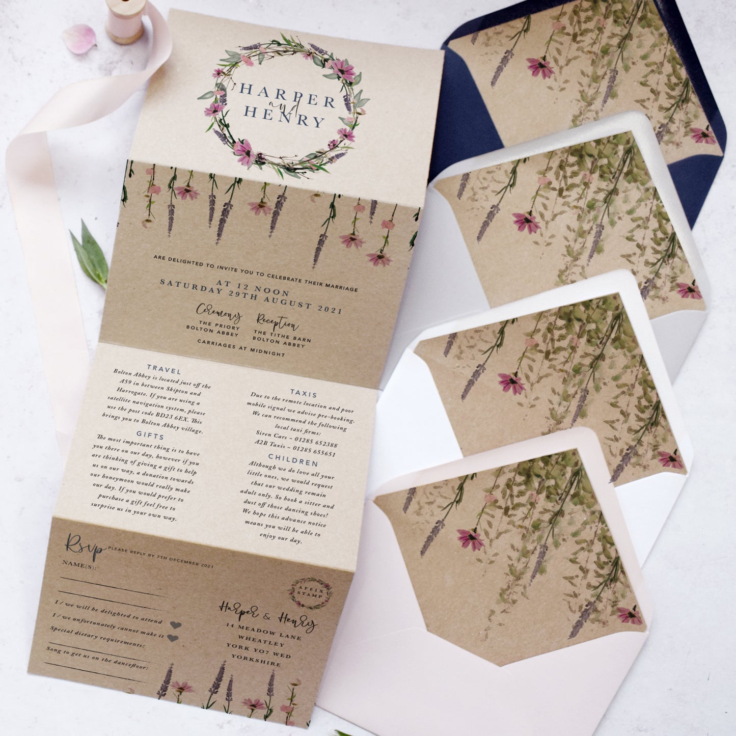'Whisper Kraft' wedding invites for boho weddings