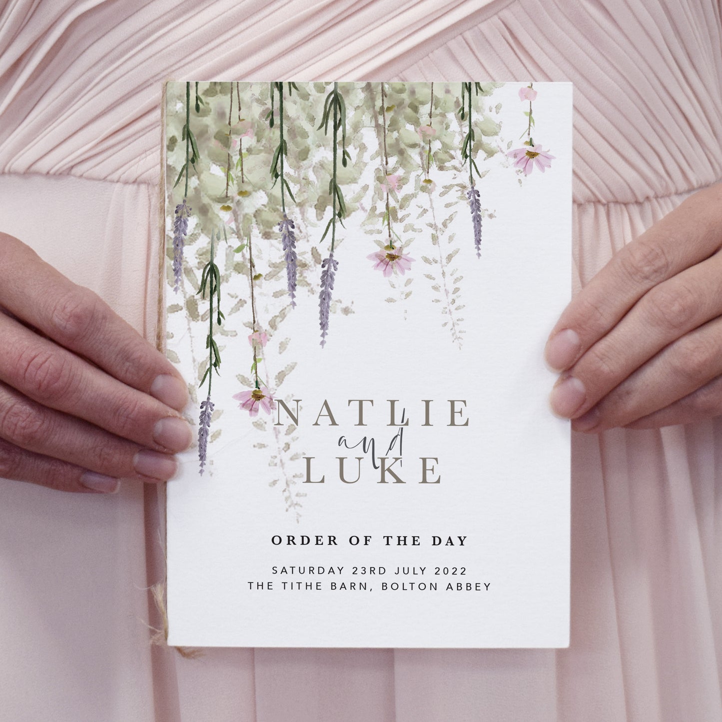 Rustic wedding program from our "whisper' collection