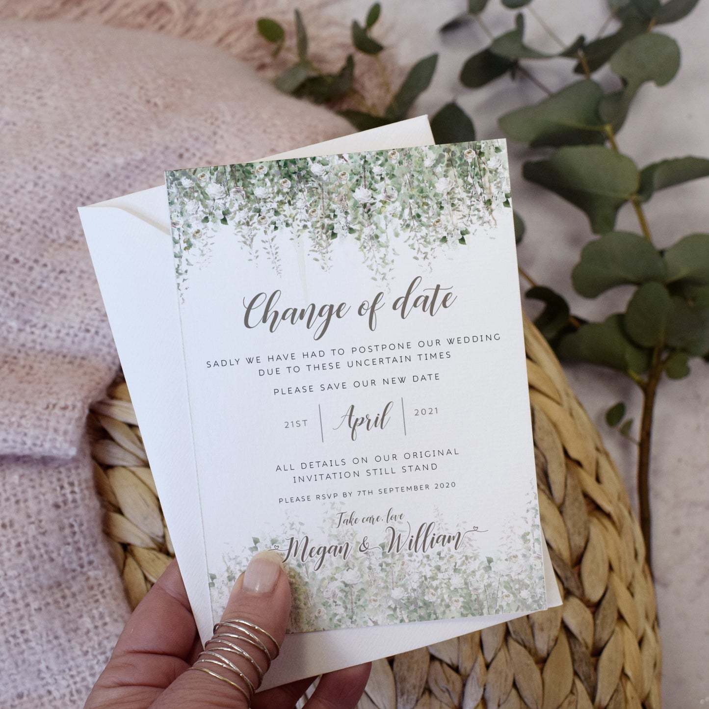'Whimsical Windsor' Wedding change the date cards