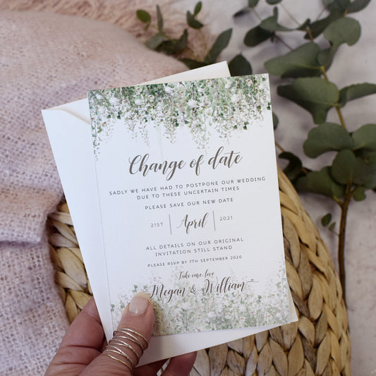 'Whimsical Windsor' Wedding change the date cards