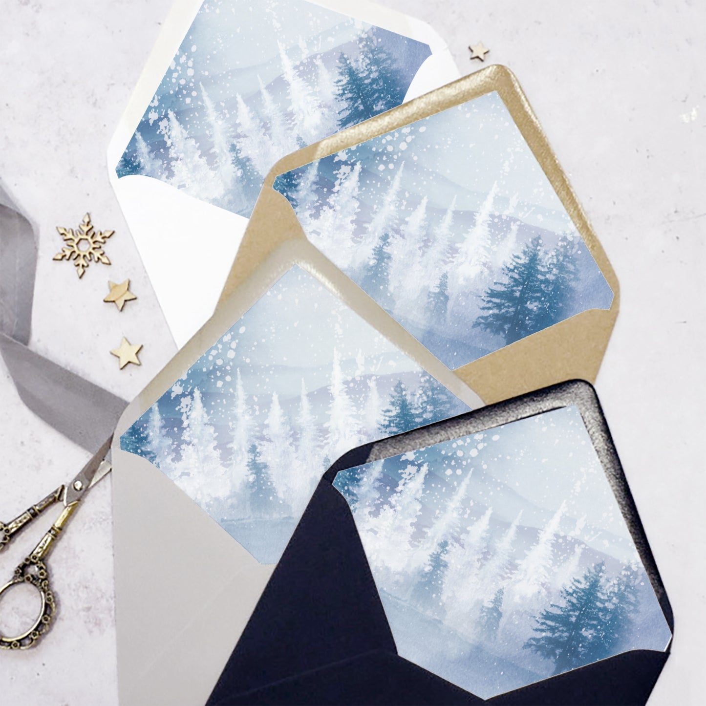 Winter wedding envelope liners