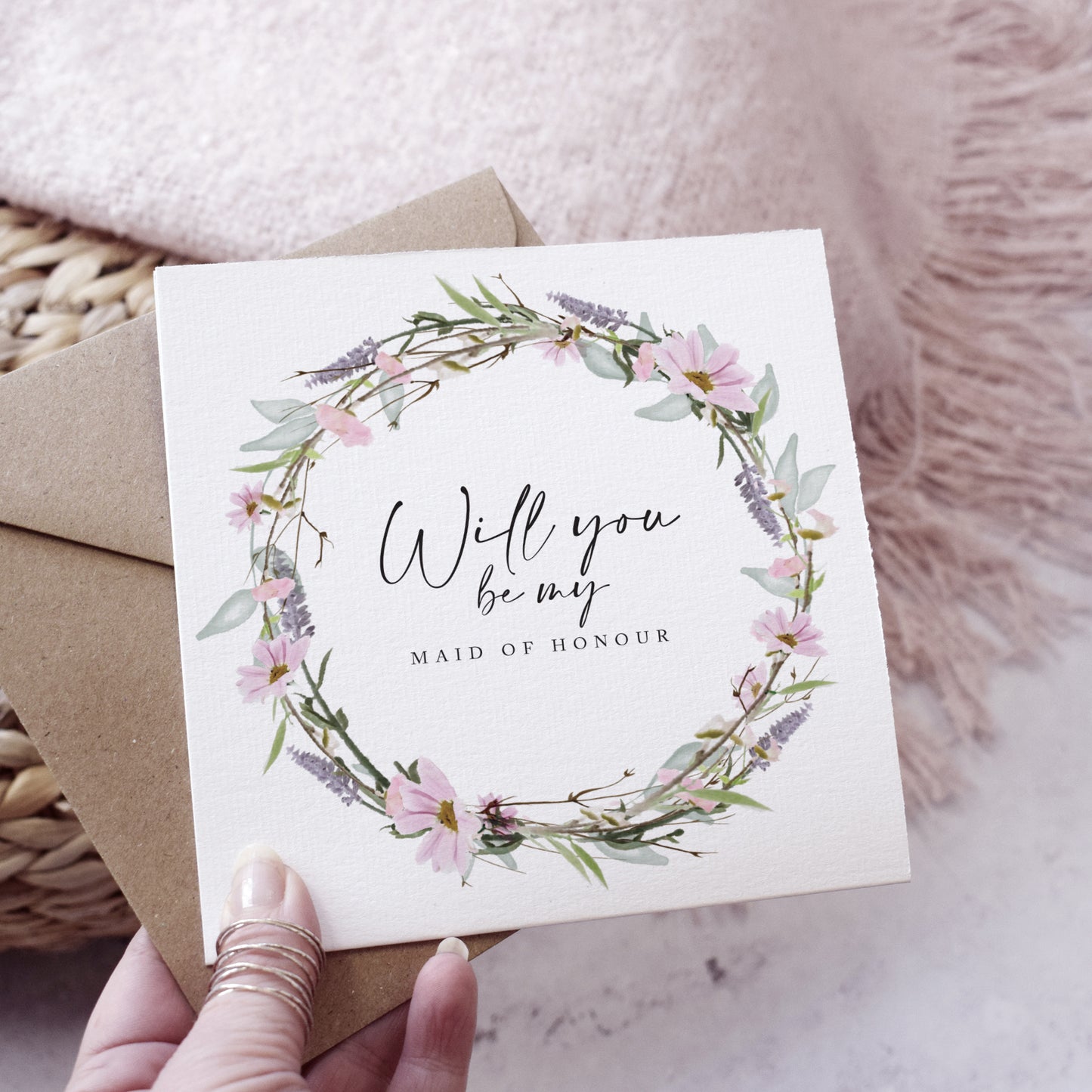 Rustic wildflower Be My Maid of Honour? Card