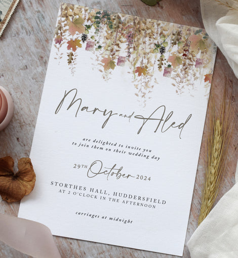 Whimsical Autumn '23 Flat Wedding Invitation