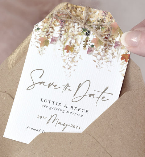 autumn wedding save the date cards