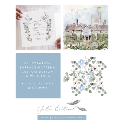 Periwinkle Wedding Menu Cards with Guest Name Tags & Ribbon