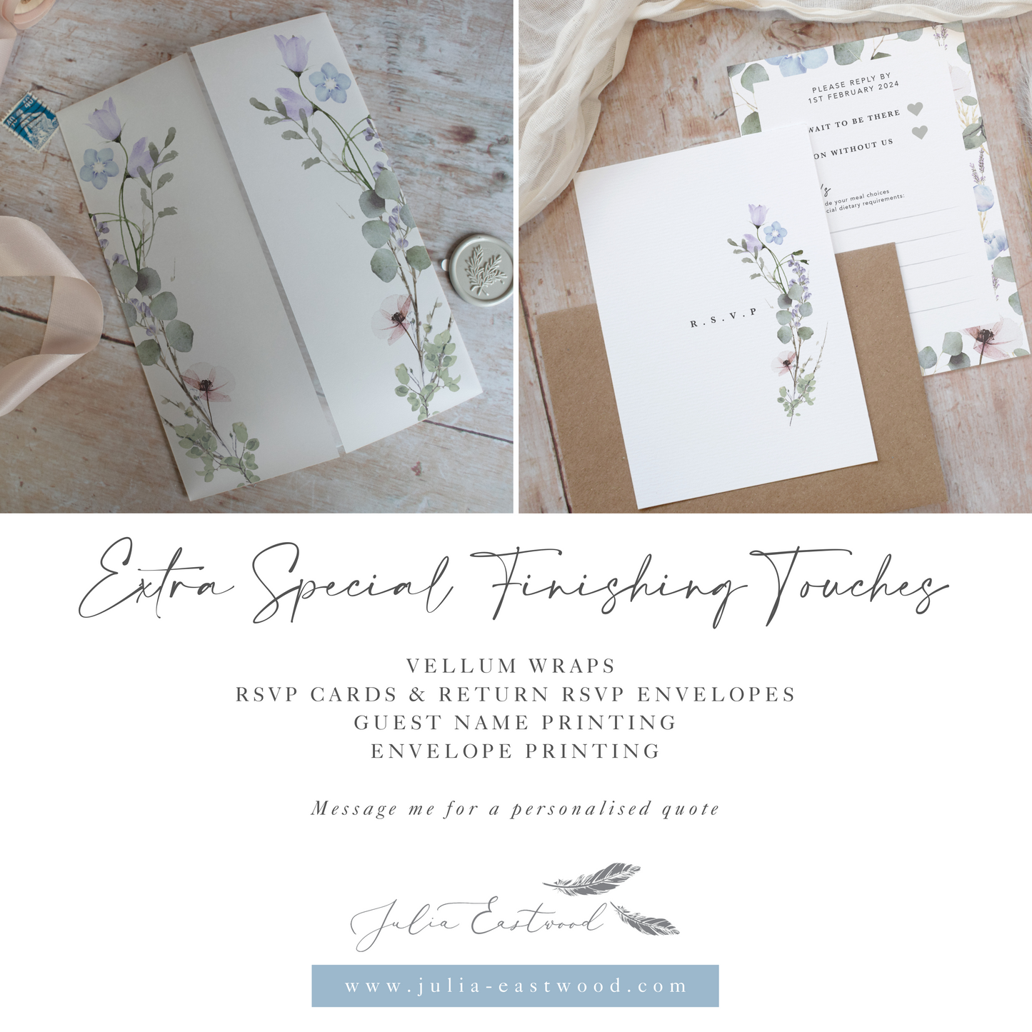 Periwinkle Wedding Invitation Stack
