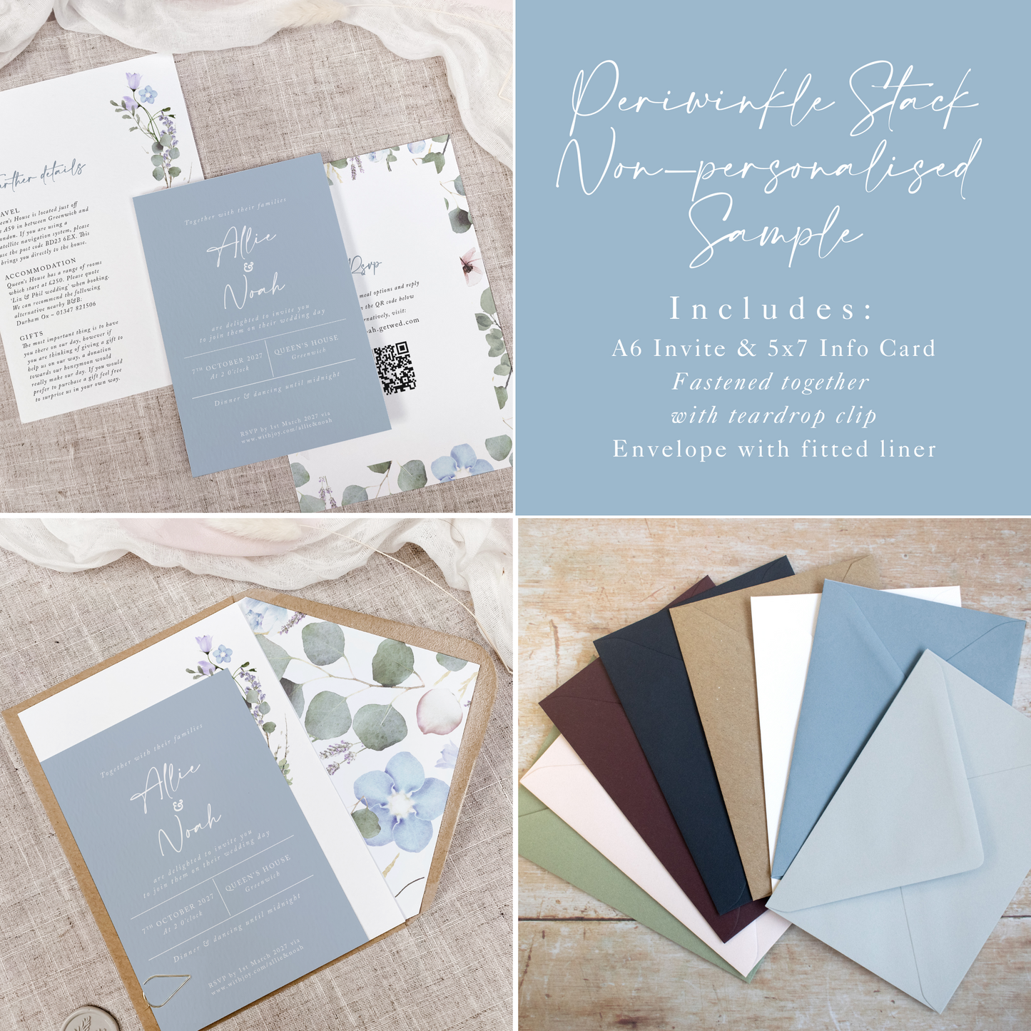 Periwinkle Wedding Invitation Stack