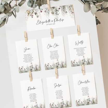 Autumn Foliage Wedding Seating Plan Cards