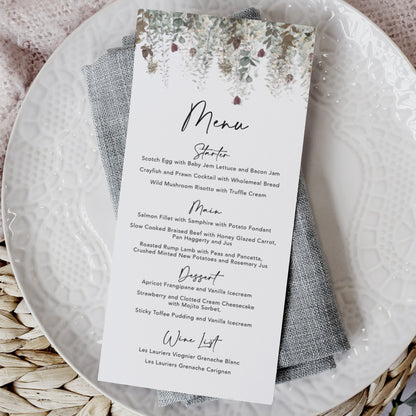 Autumn Foliage Wedding Menu Cards