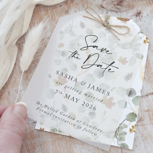 Autumn Willow Vellum Save the Date Cards